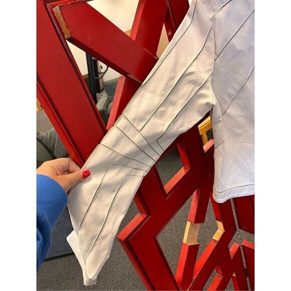 Guess White Faux Leather Delicate Pieced Zip Up Jacket sz XL NWT - Picture 4 of 10